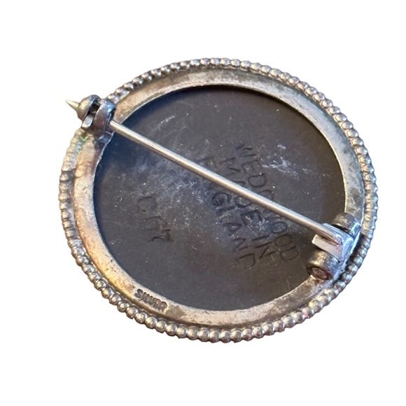 WEDGWOOD BLACK BASALT   JASPER WARE  SILVER MOUNT CHERUB  BROOCH Silver - Picture 2 of 2